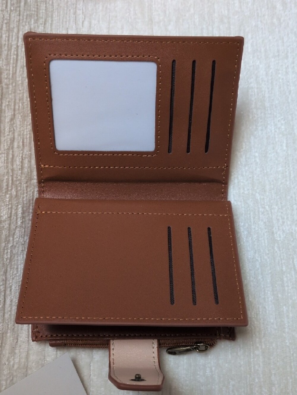 Blush Pink Brown Snap Closure 14 Slot Wallet Removable Insert Imported - Picture 5 of 12